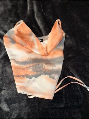 SHEIN Orange and Gray Tie-Dye Cowl Neck Camisole
